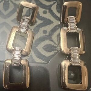 Elegant Gold and Rhinestone Geometric Earrings